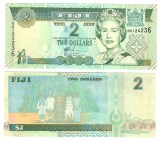 SV * Insulele FIJI 2 DOLLARS 2002 * Regina Elisabeth II * UNC