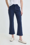 Marella pantaloni femei, culoarea bleumarin, drept, high waist 2413130000000