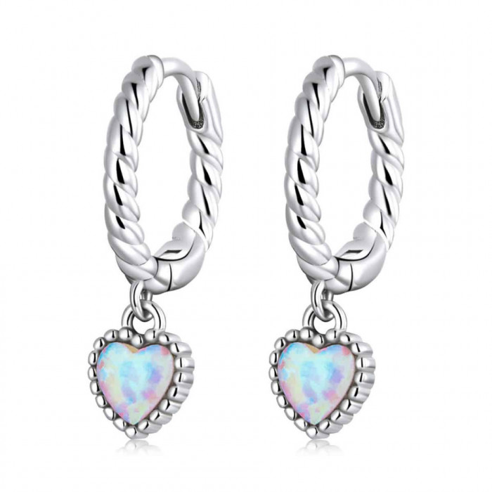 Cercei din argint -OPAL HEART - ARG90A