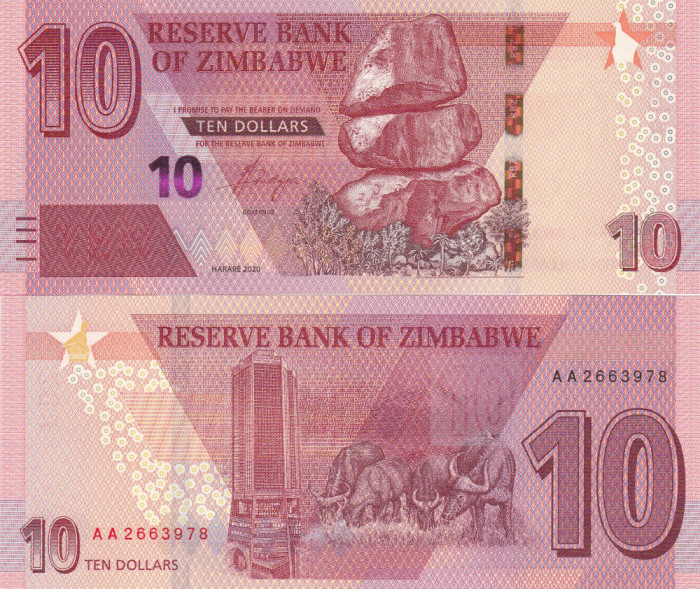 Zimbabwe 10 Dollars 2020 P-103 UNC