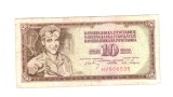 Bancnota Yugoslavia 10 dinara 1 mai 1968, seria cu 6 cifre, circulata, stare relativ buna