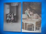 HOPCT 1771 COPII--ROMANTICA-FRANTA-LOT 2 CARTI POSTALE VECHI-CIRCULATE, Circulata, Printata