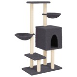 Cumpara ieftin Ansamblu pisici cu stalpi din funie sisal, gri inchis, 117 cm