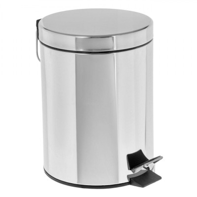 Coș de Gunoi Metalic, Mirror, Capacitate 12L, Argintiu, Pedală Metalică foto