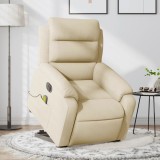 VidaXL Fotoliu electric de masaj rabatabil cu ridicare, crem, textil