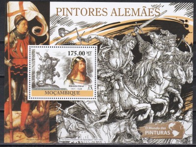 Mozambic 2011 - Pictura germana,Bloc + Colita, 4 poze, MNH foto