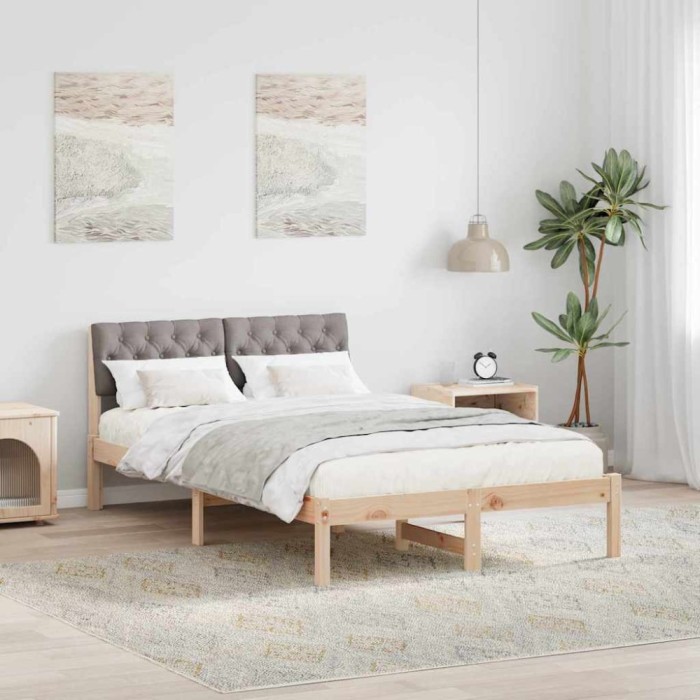 vidaXL Cadru de pat Maroniu și taupe 120 x 190 cm Lemn masiv de pin 878627