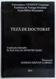 TEOLOGIE SI POLITICA , TEZA DE DOCTORAT A LUI IONESCU RAZVAN - GABRIEL , 2011