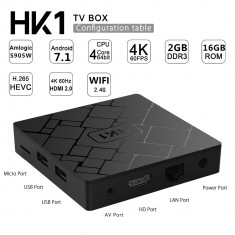 TV BOX HK1 Android 4K 2/16GB RAM Kodi configurat online Netflix foto