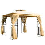 Pavilion/foisor pentru gradina/terasa, cadru metalic, cu perdele, galben, 3x3x2.65 m GartenVIP DiyLine, ART