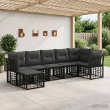 Cumpara ieftin Set de canapele de exterior 7 buc. 7-Locuri Negru Poliester