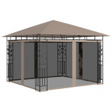 VidaXL Pavilion cu plasă anti-ț&acirc;nțari, gri taupe, 3x3x2,73 m, 180 g/m&sup2;