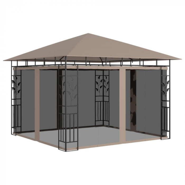 Pavilion cu plasa anti-tantari, gri taupe, 3x3x2,73 m, 180 g m &sup2;
