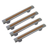 Cumpara ieftin Set 4 Manere din plastic, 2109-01, lungime 132 mm, distanta gauri 96 mm, stejar