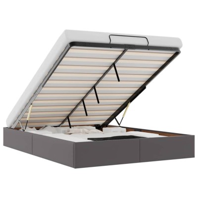 Cadru pat otoman fara saltea gri 140x200 cm piele artificiala foto