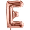 Balon folie metalizata litera e, flippy, 100 cm, umflati cu heliu sau aer, ambalaj individual, pai inclus, rose gold