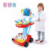 Carucior cu trusa de doctor, jucarie interactiva 17 accesorii lumini si sunete