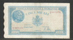 ROMANIA 5.000 5000 LEI 15 DECEMBRIE 1944 [3] P- 55 , filigran orizontal foto