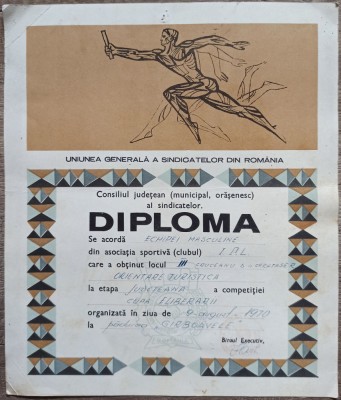 Diploma locul 3 orientare turistica, Cupa Eliberarii// Garboavele 1970 foto