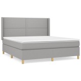 Cumpara ieftin Pat continental, gri deschis, 180x200 cm, material textil