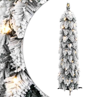 Brad de Crăciun artificial pre-iluminat 30 LED-uri/zăpadă 60 cm foto