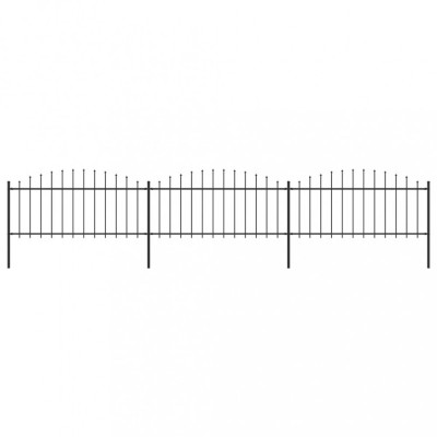 Gard de grădină cu v&amp;acirc;rf suliță, negru, 5,1 m, oțel foto