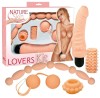 Set 5 Piese Nature Skin Vibrator, Bile Anale, Manson Penis, Bile Vagin, Inel Erectie, Cyberskin Realist