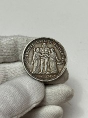 MONEDA ARGINT 900 - 5 FRANCS &quot;Hercule&quot; - 1875 - Franta - 25g !
