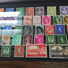 Lot timbre Anglia, Marea Britanie, regina Elisabeta II, anii 50-60, stampilate