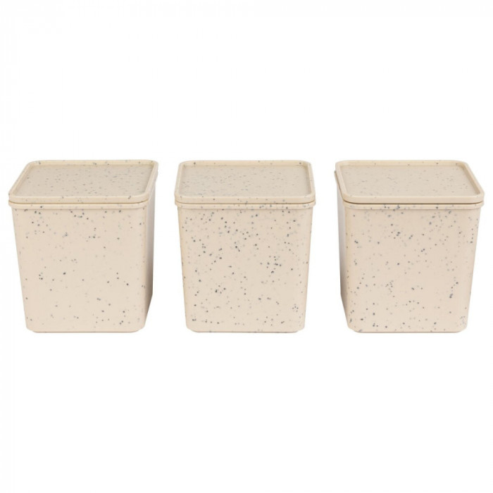 Set 3 caserole cu capac Ernesto, 9 x 9 x 9,5 cm, 450 ml, plastic reciclat