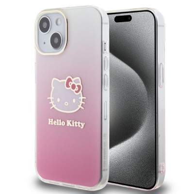 Husa pentru Apple iPhone 15, Hello Kitty, IML Gradient Electrop Kitty Head, Roz foto