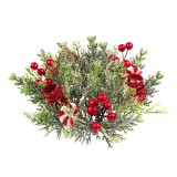 Inel Decorativ pentru Lum&acirc;nare Berries Brad Verde Zăpadă Acadele, 24cm, Oem