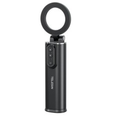 Selfie stick pentru vlogging, Telesin P1-HSS-02, fixare magnetica iPhone 16,15,14,13,12, telecomandă Bluetooth, negru