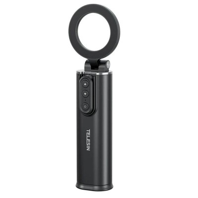 Selfie stick pentru vlogging, Telesin P1-HSS-02, fixare magnetica iPhone 16,15,14,13,12, telecomandă Bluetooth, negru foto