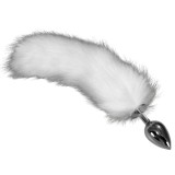 Dop Anal Metalic cu Coada Pufoasa Lovetoy, Argintiu, 8.5 cm