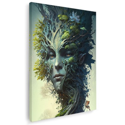 Tablou femeie creata din ramuri de copac verde 1751 Tablou canvas pe panza CU RAMA 50x70 cm foto