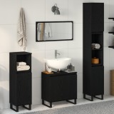 VidaXL Set de Mobilier pentru Baie 3 Piese Stejar Negru din Lemn Ingineresc