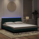 vidaXL Cadru de pat cu lumini LED, verde &icirc;nchis, 180x200 cm, catifea