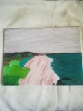 TABLOU PE PANZA CU SASIU NOU 30 X 40 CM PEISAJ MARIN PRET DOAR 10 LEI