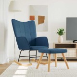 vidaXL Scaun balansoar cu taburet, albastru, textil