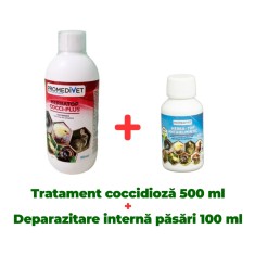 Tratament și prevenție coccidioză, Herba Top Cocci-Plus 500 ml + Antiparazitar intern pentru păsări Herba Top Antihelmintic 100 ml