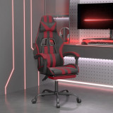 VidaXL Scaun gaming pivotant/suport picioare negru/roșu vin piele eco