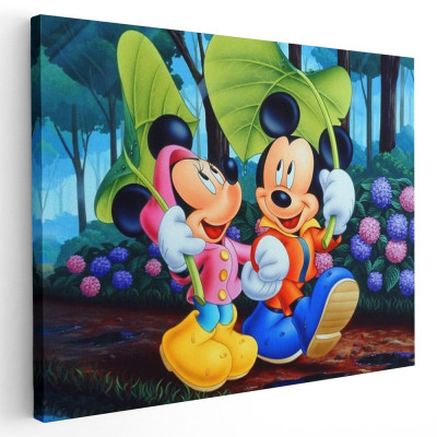 Tablou afis Mickey Mouse si Minnie desene animate 2247 Tablou canvas pe panza CU RAMA 50x70 cm foto