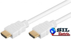 Cablu HDMI-A - HDMI-A HiSpeed cu Ethernet 2m alb Goobay foto