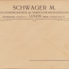 HST A982 Plic antet magazin universal Schwager M Lugoj ante 1918 austro-ungar