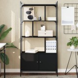 vidaXL Bibliotecă cu uși, negru, 76,5x30x154,5 cm, lemn compozit