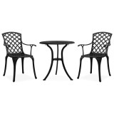 Cumpara ieftin Set mobilier bistro, 3 piese, negru, aluminiu turnat