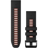 Curea ceas smartwatch Garmin, 26mm, QuickFit, Silicon, Black/Flame Red