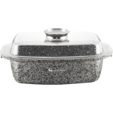 Roaster cu capac din sticla Goldmann, 32 x 21 x 11 cm, interior din marmura, 3 Straturi