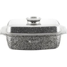 Roaster cu capac din sticla Goldmann, 32 x 21 x 11 cm, interior din marmura, 3 Straturi